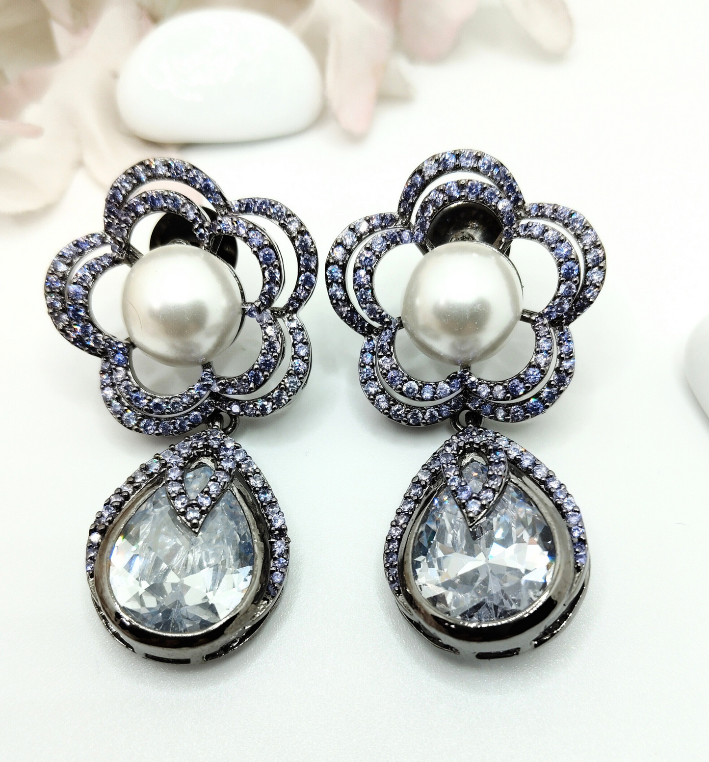 PEARL RAMBHA AD DANGLER EARRING - 60% OFF