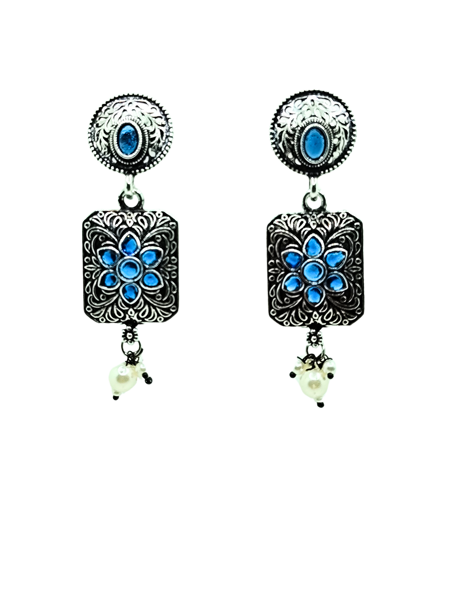 BLUE OLIVIA OXIDISED EARRING