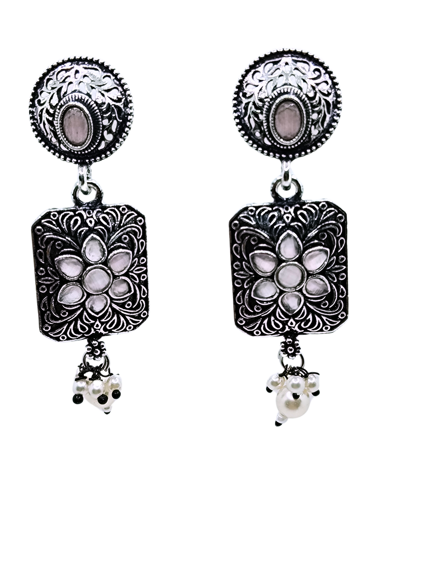 PEACH OLIVIA OXIDISED EARRING