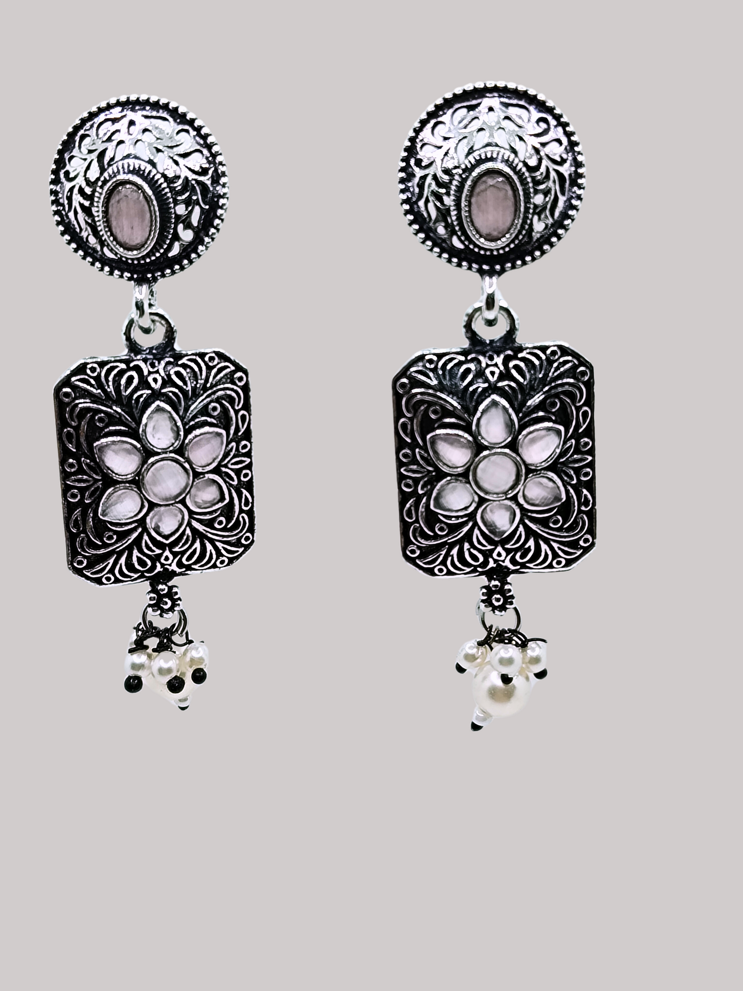 PEACH OLIVIA OXIDISED EARRING
