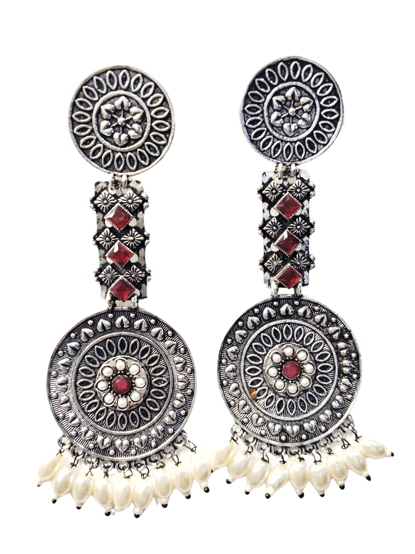 RUBY MONIKA OXIDISED PEARL DANGLERS
