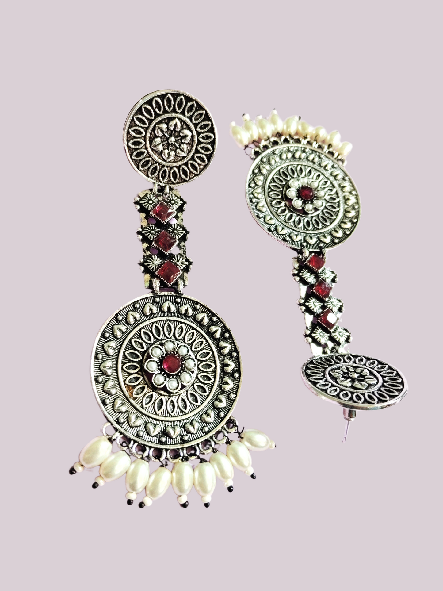 RUBY MONIKA OXIDISED PEARL DANGLERS