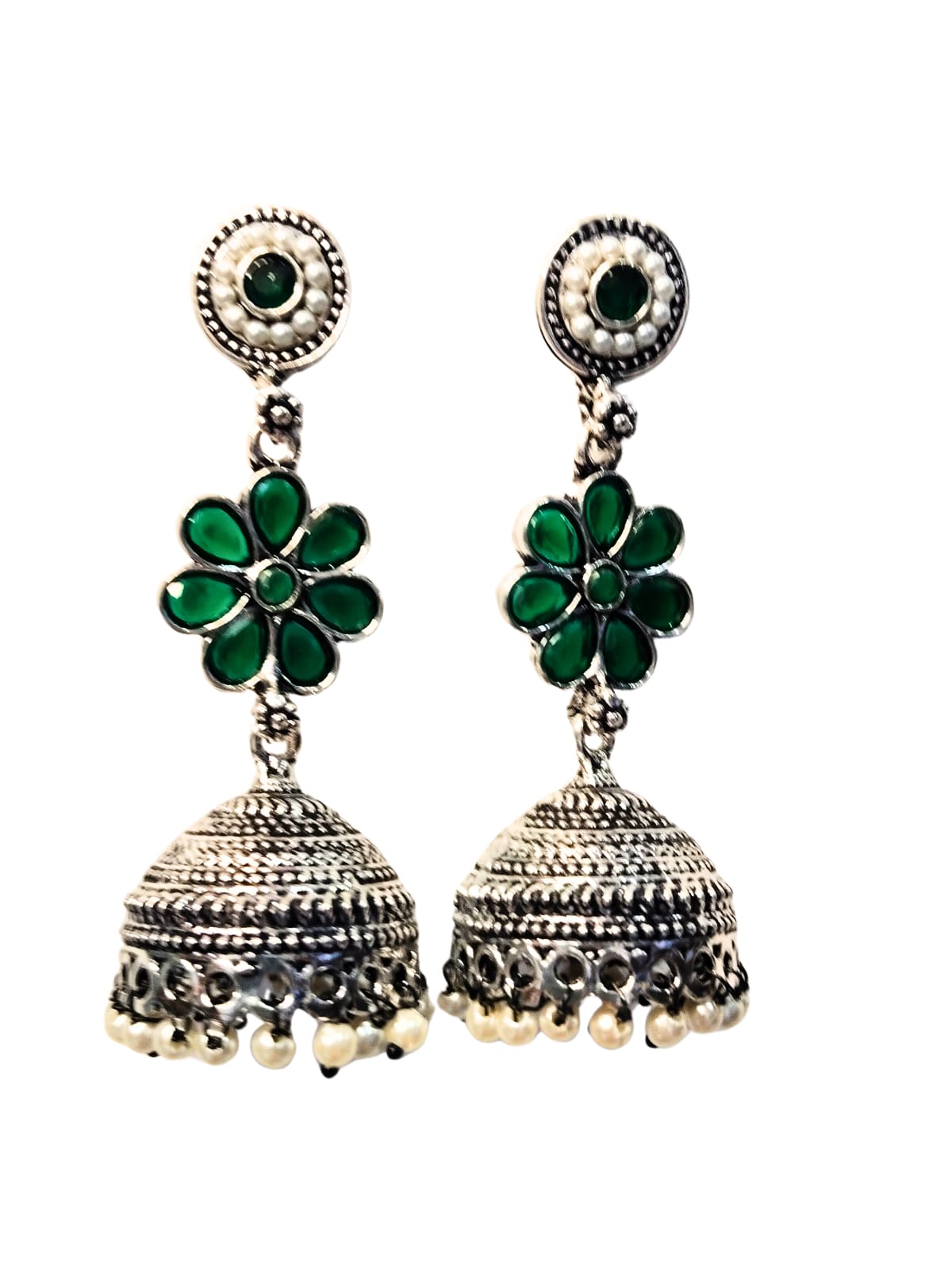 EMERALD DEEPIKA OXIDISED JHUMKA