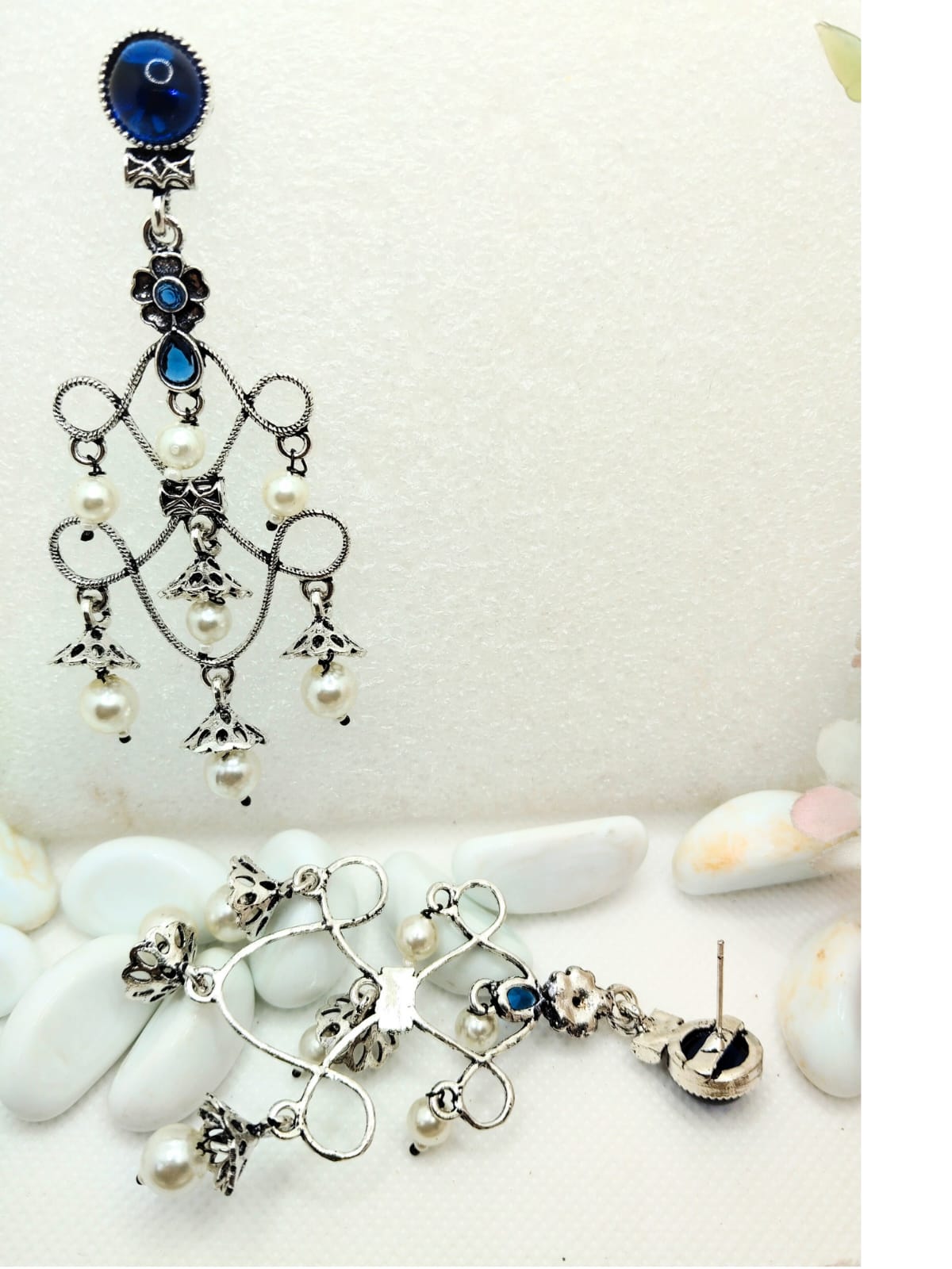 BLUE TIYA PEARL LONG EARRING - 50% OFF