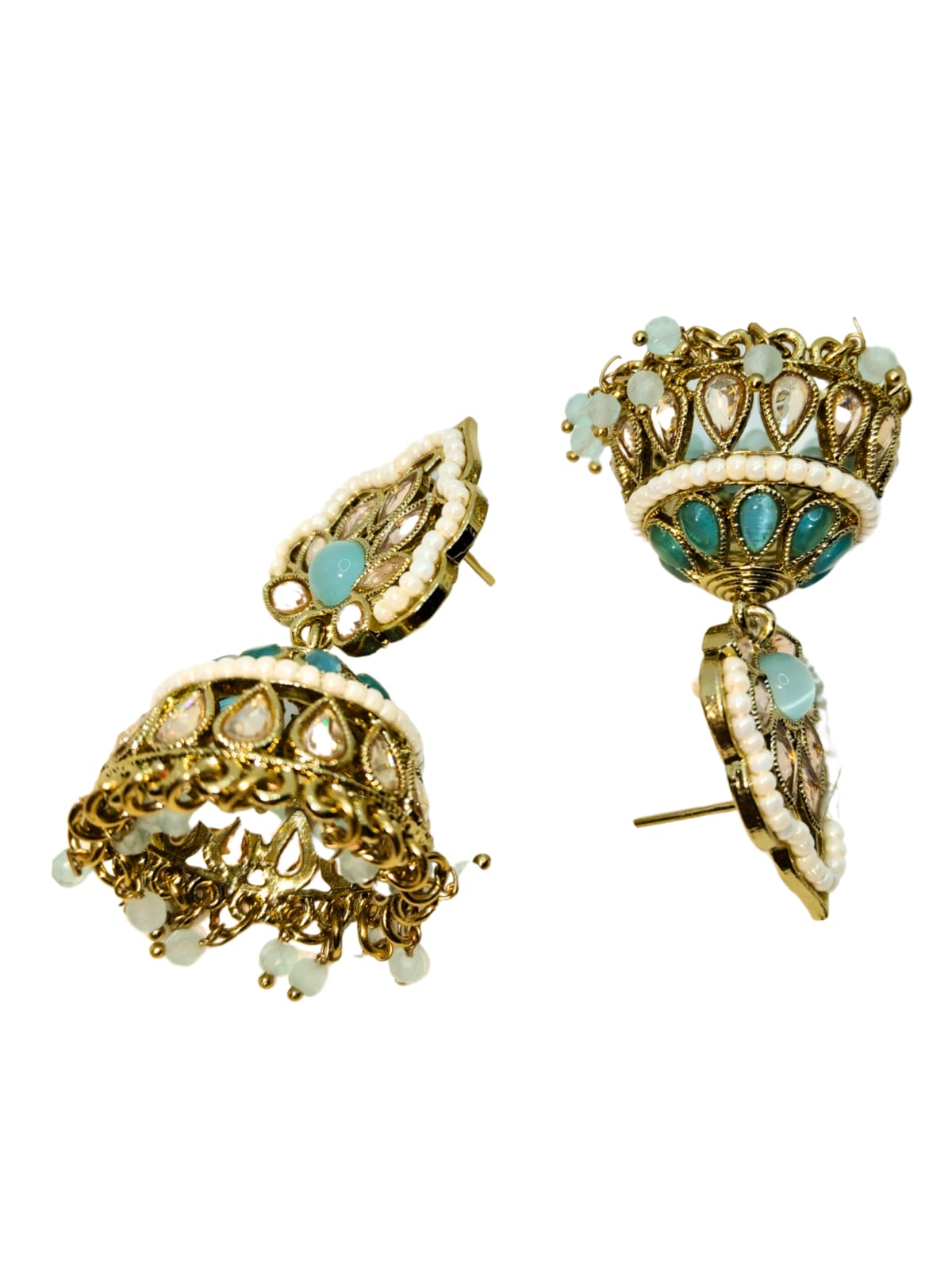 TURQUOISE JASMINE PEARL JHUMKA