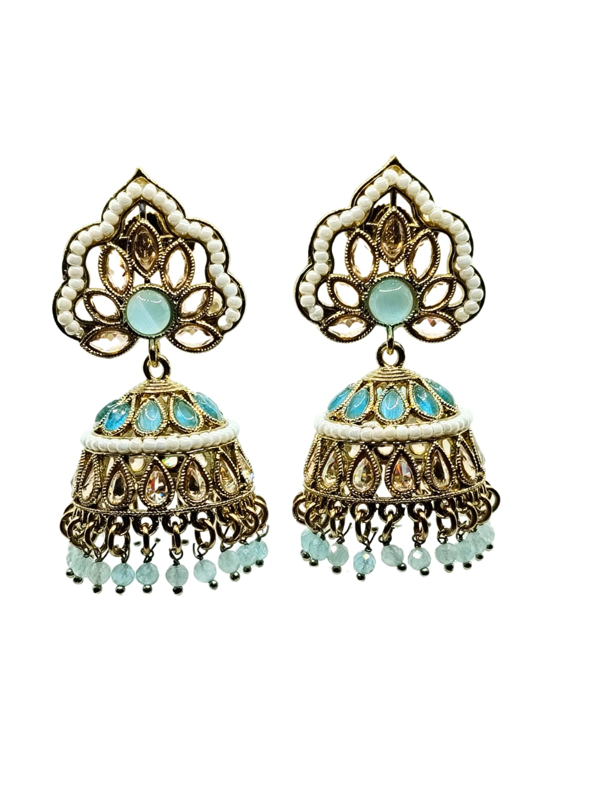 TURQUOISE JASMINE PEARL JHUMKA