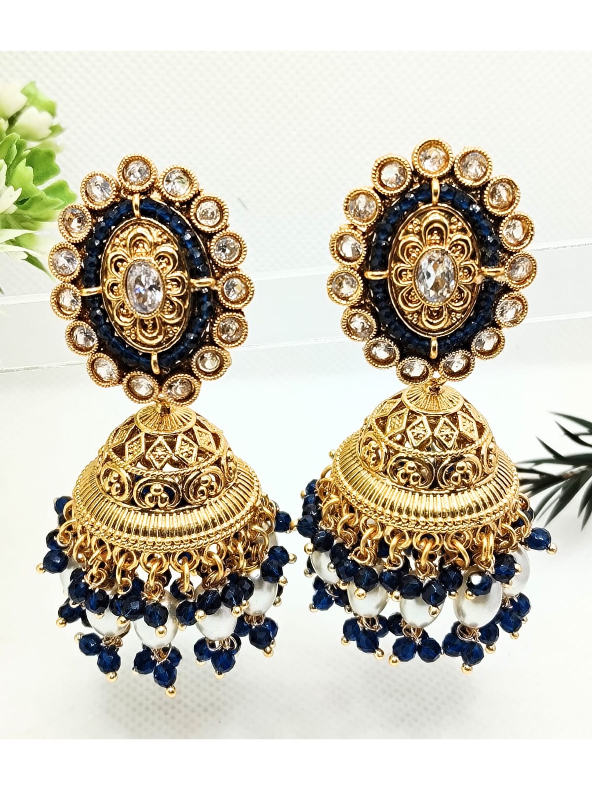 BLACK BINA AD PEARL JHUMKA - 55% OFF
