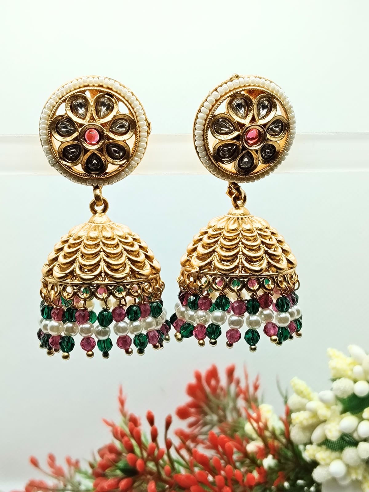 REG GREEN KALYANI RAJWADI JHUMKA