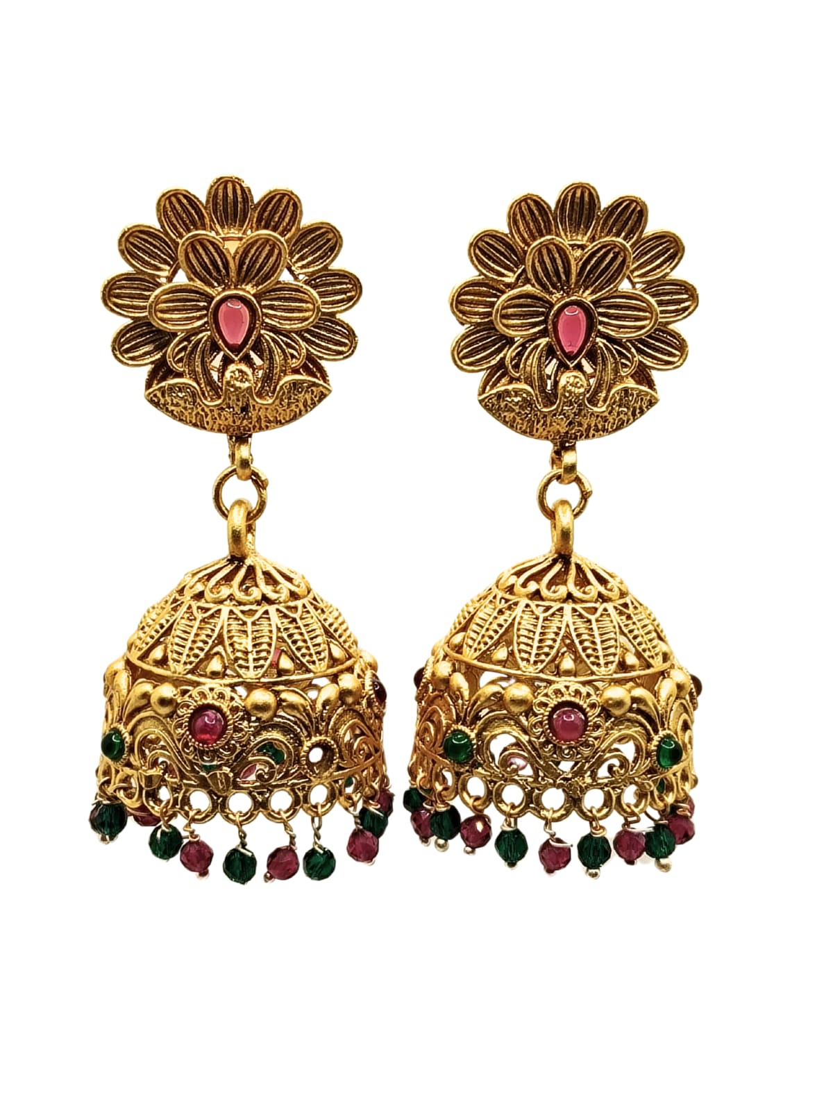 RED GREEN YUTIKA JHUMKA- 55% OFF