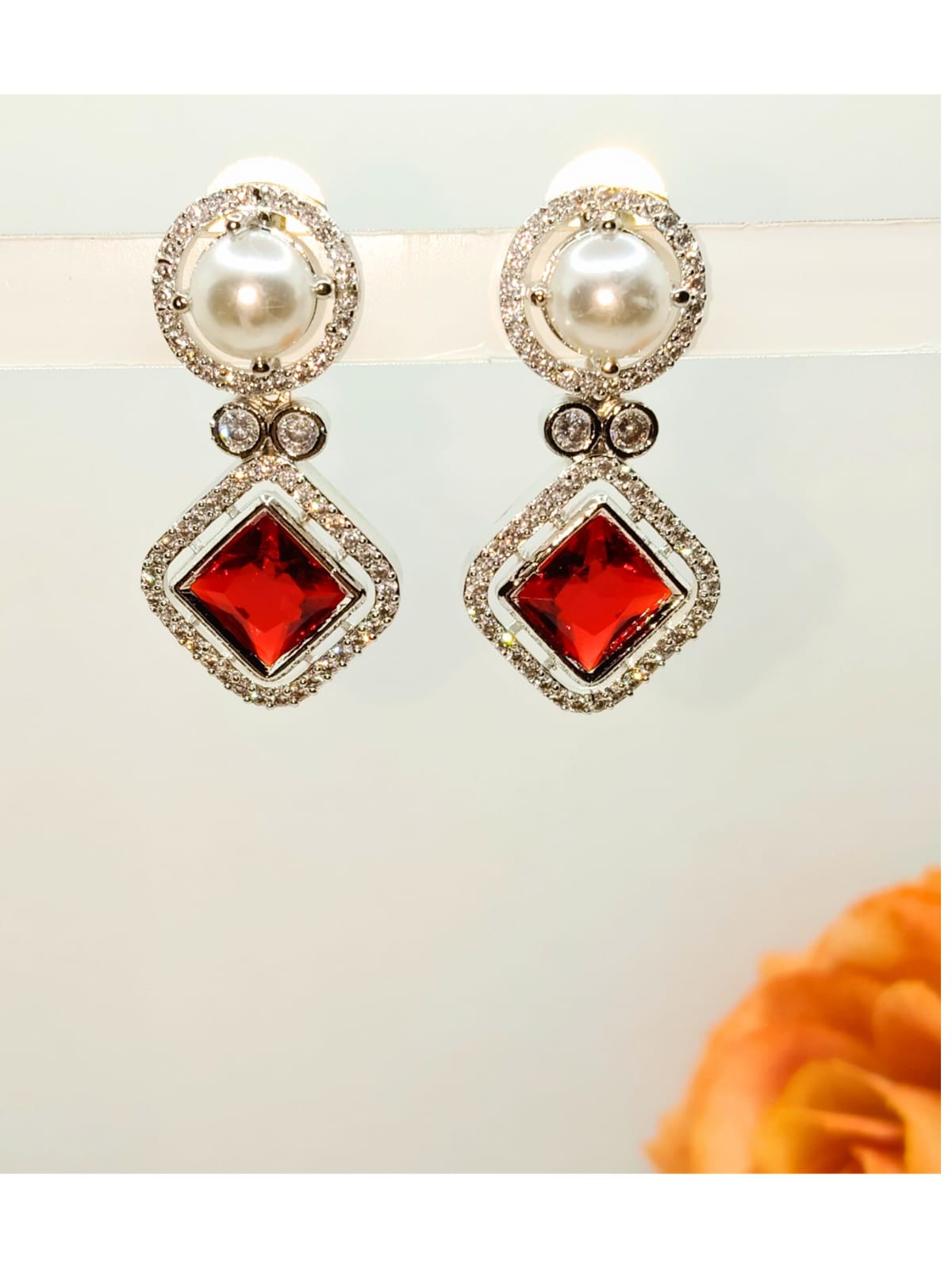 RED MIRA AD PEARL DANGLER- 55% OFF