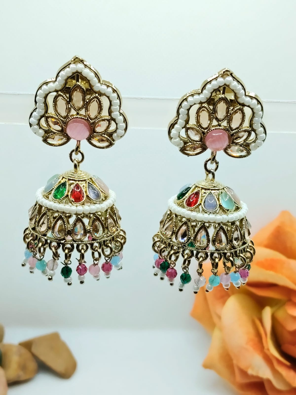 MULTICOLOR CHARVI AD PEARL JHUMKA - 60% OFF