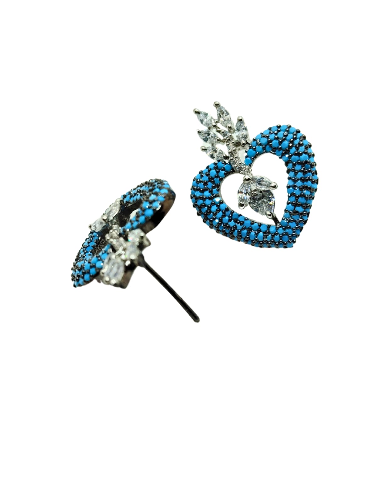 TURQUOISE HEART AD STUD - 55% OFF
