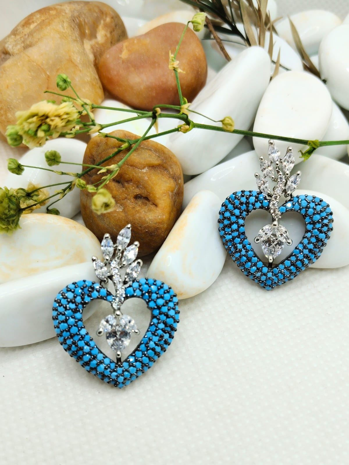 TURQUOISE HEART AD STUD - 55% OFF