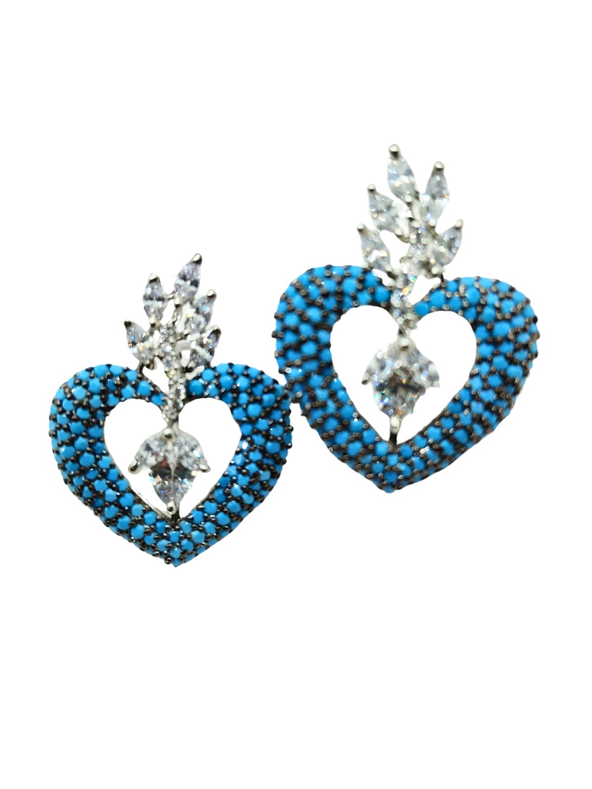 TURQUOISE HEART AD STUD - 55% OFF