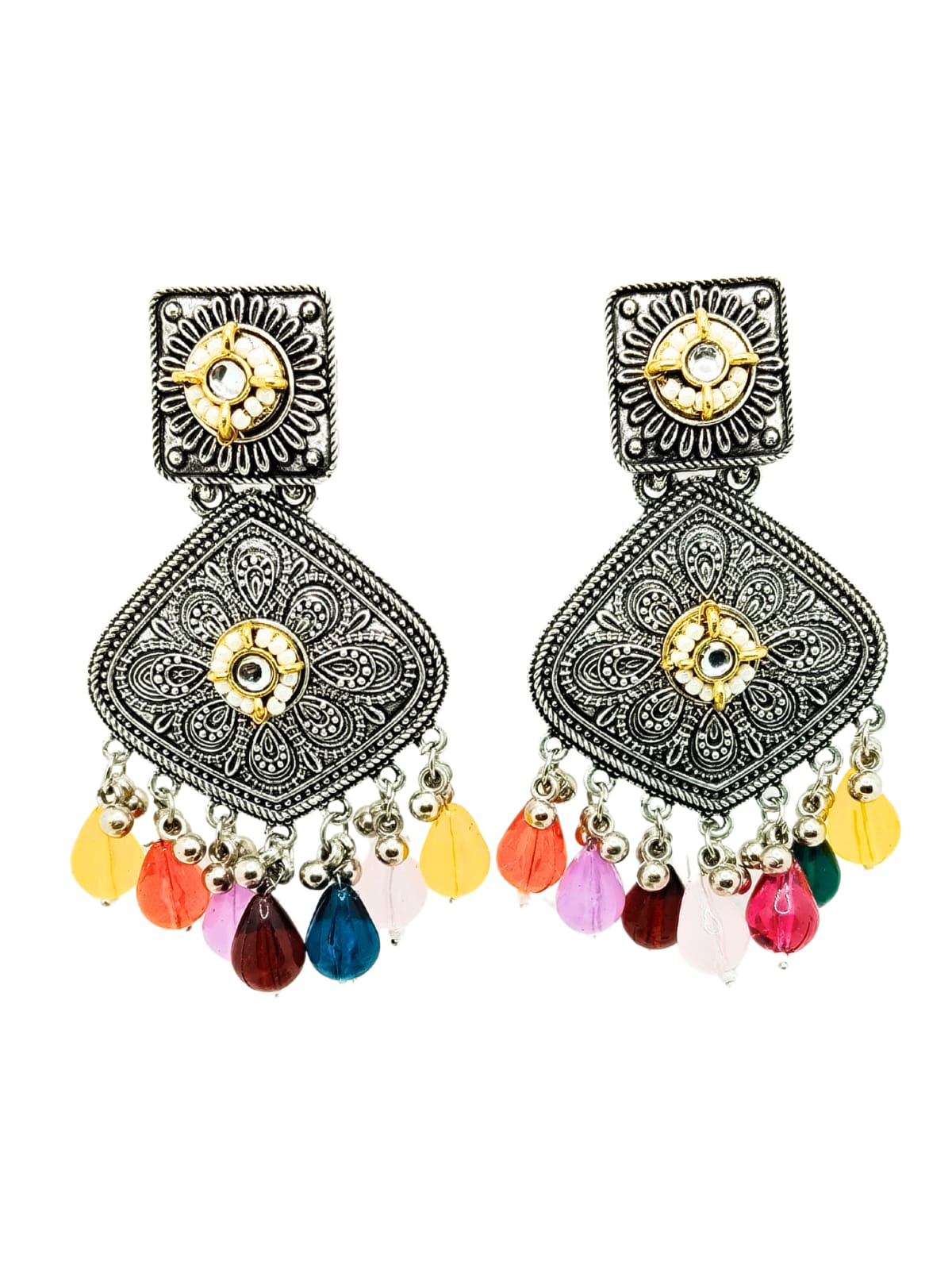 MULTICOLOR HEMA-1 OXIDISED EARRING