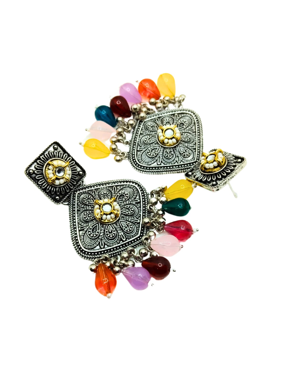 MULTICOLOR HEMA-1 OXIDISED EARRING