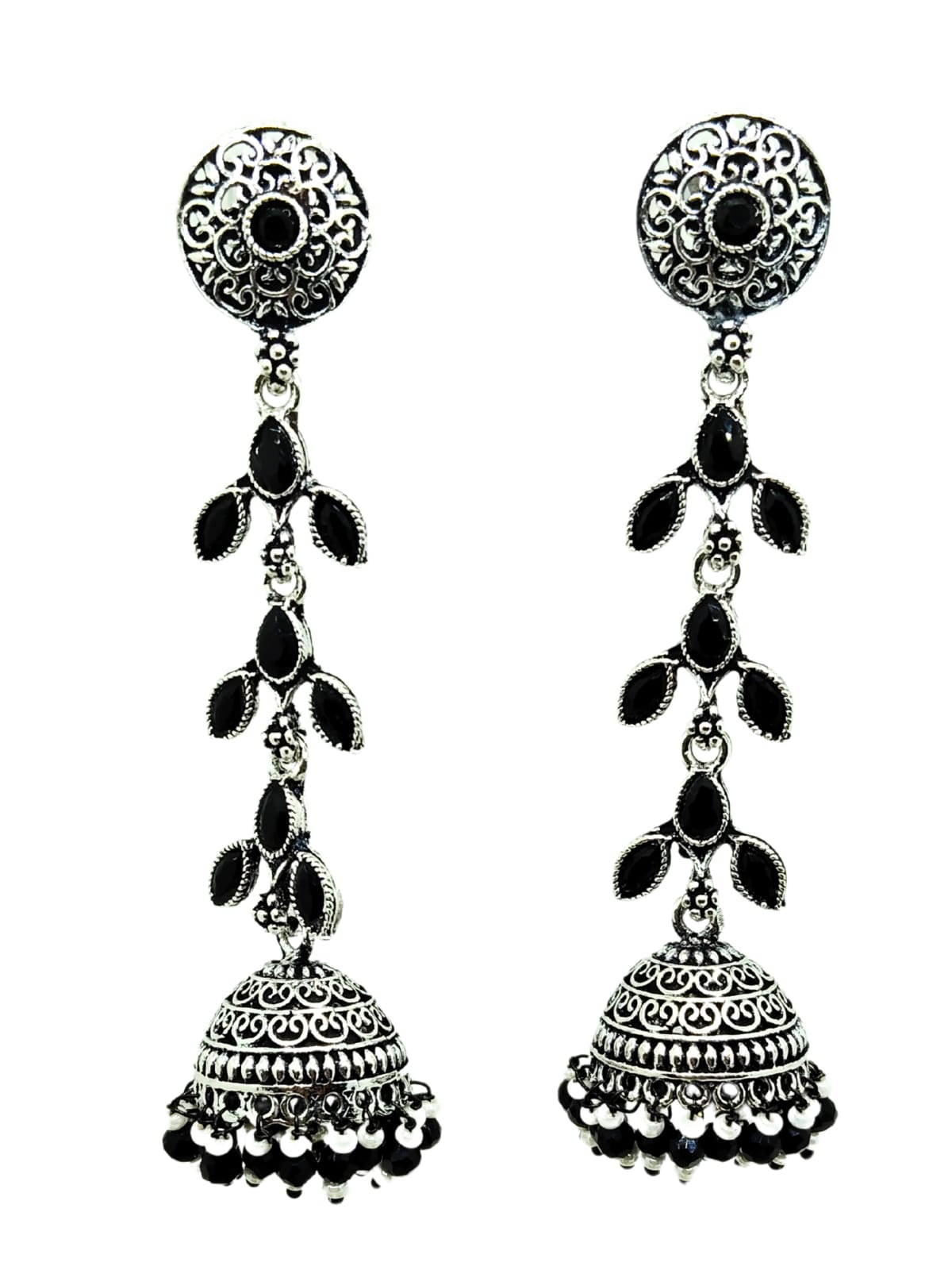 BLACK KRITI OXIDISED PEARL JHUMKA -55% OFF