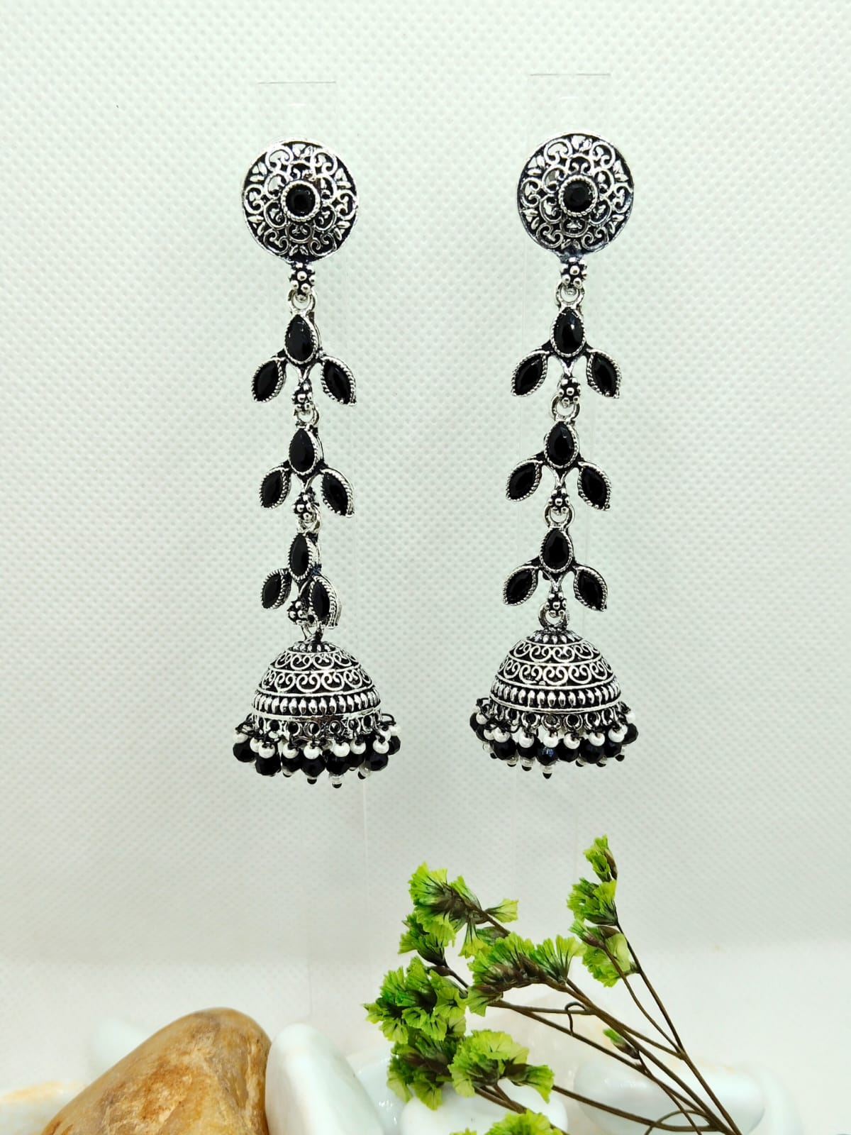 BLACK KRITI OXIDISED PEARL JHUMKA -55% OFF