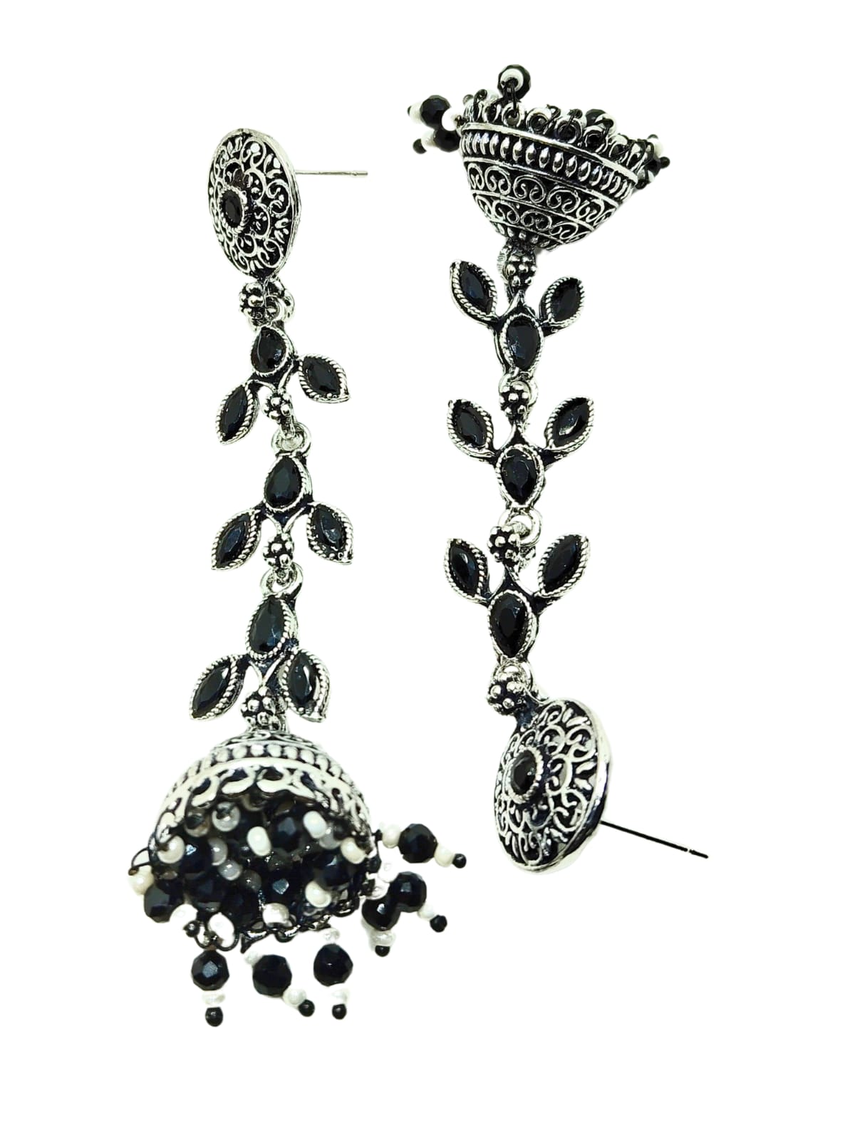 BLACK KRITI OXIDISED PEARL JHUMKA -55% OFF