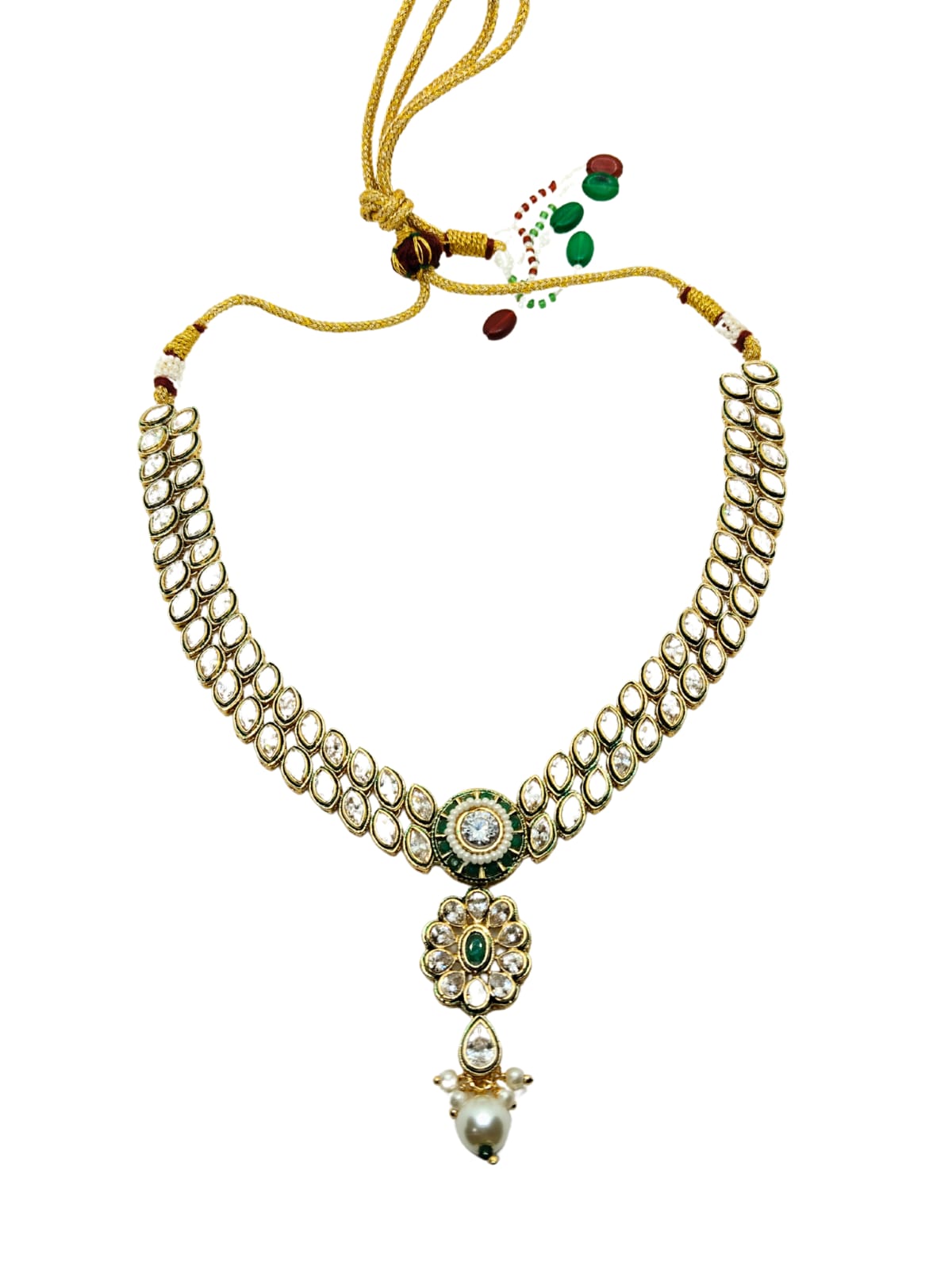 GREEN PRISHA KUNDAN NECKLACE - 55% OFF