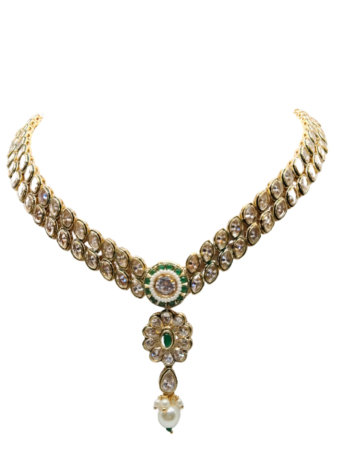 GREEN PRISHA KUNDAN NECKLACE - 55% OFF