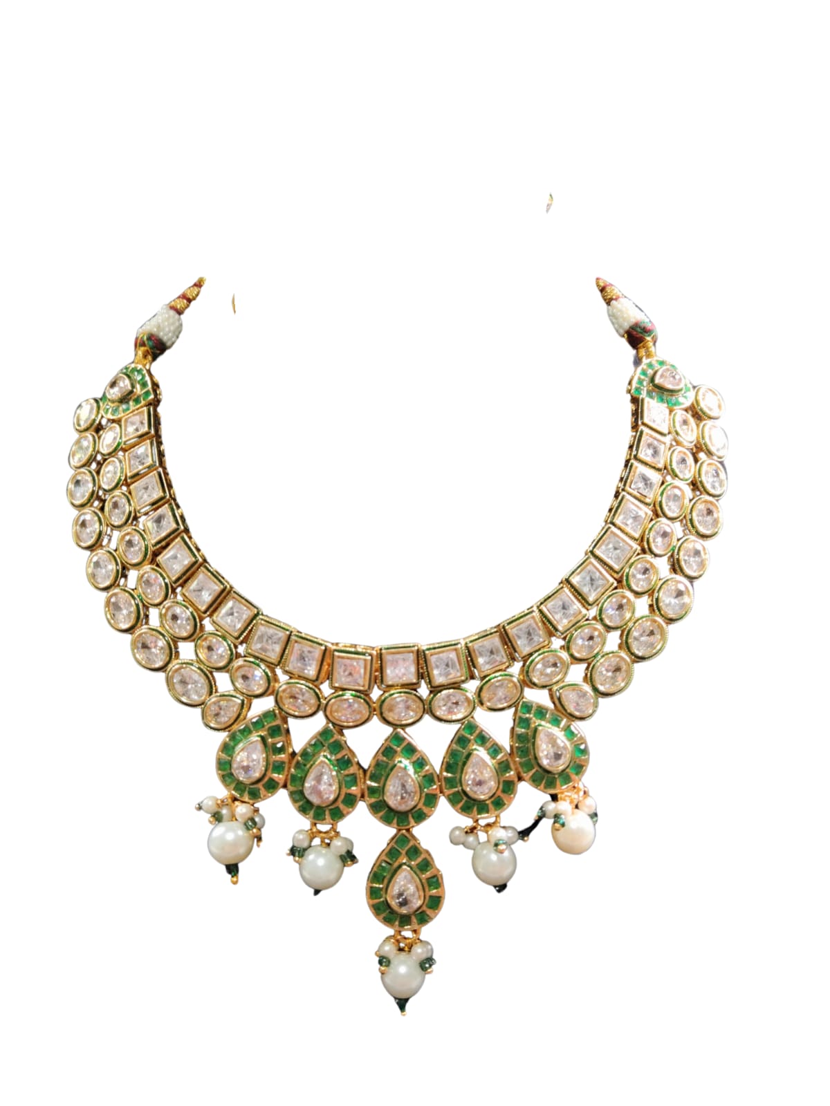 GREEN KAMYA KUNDAN NECKLACE - 55% OFF