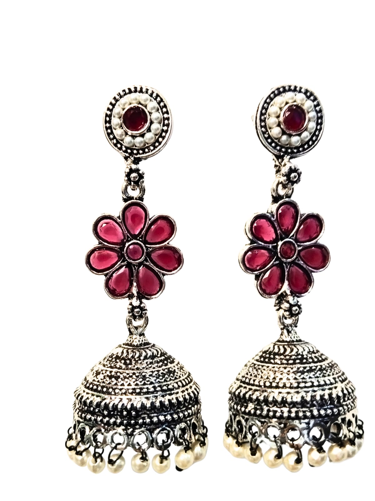 RUBY DEEPIKA OXIDISED JHUMKA