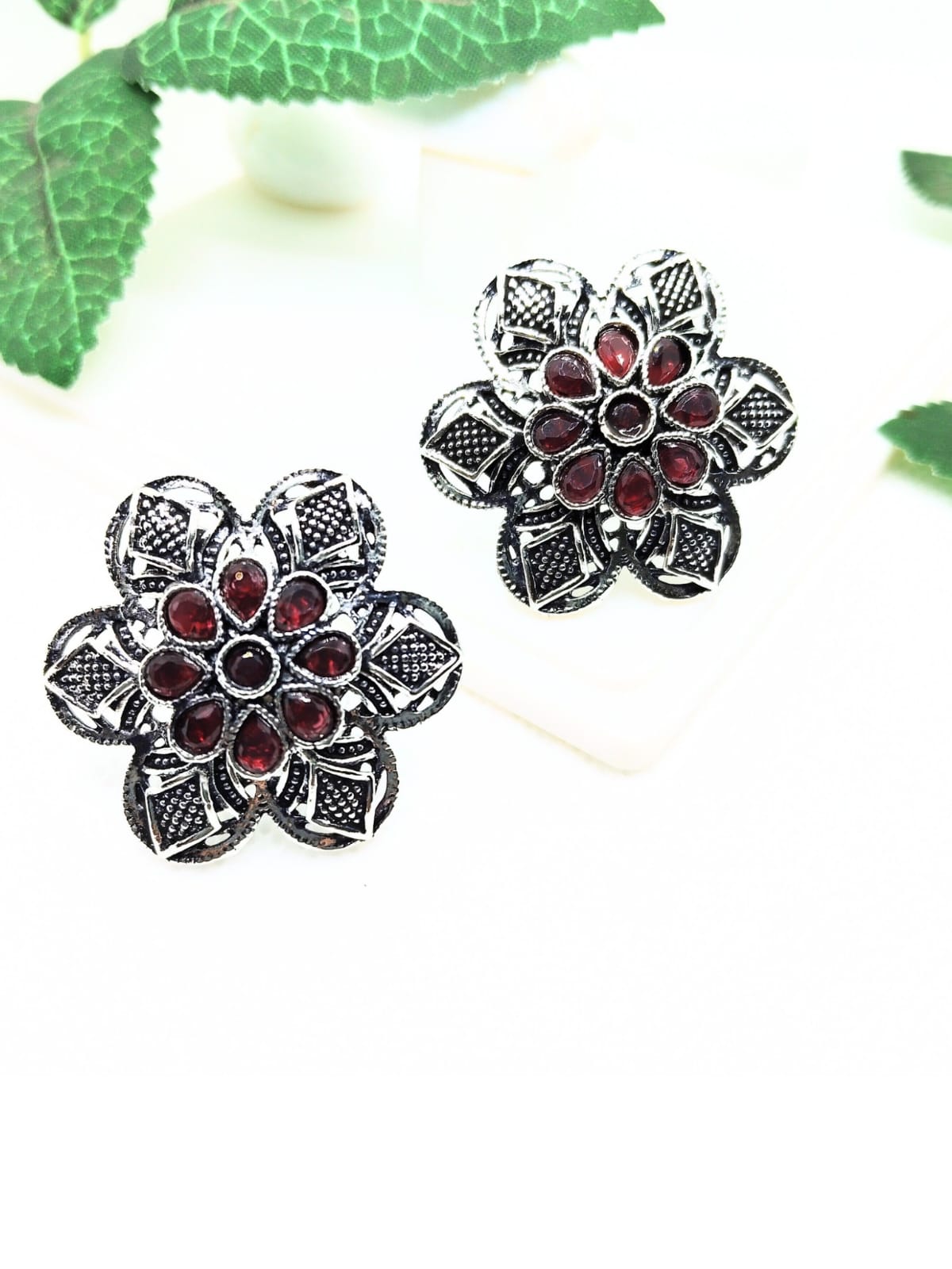RUBY BABITA OXIDISED STUDS