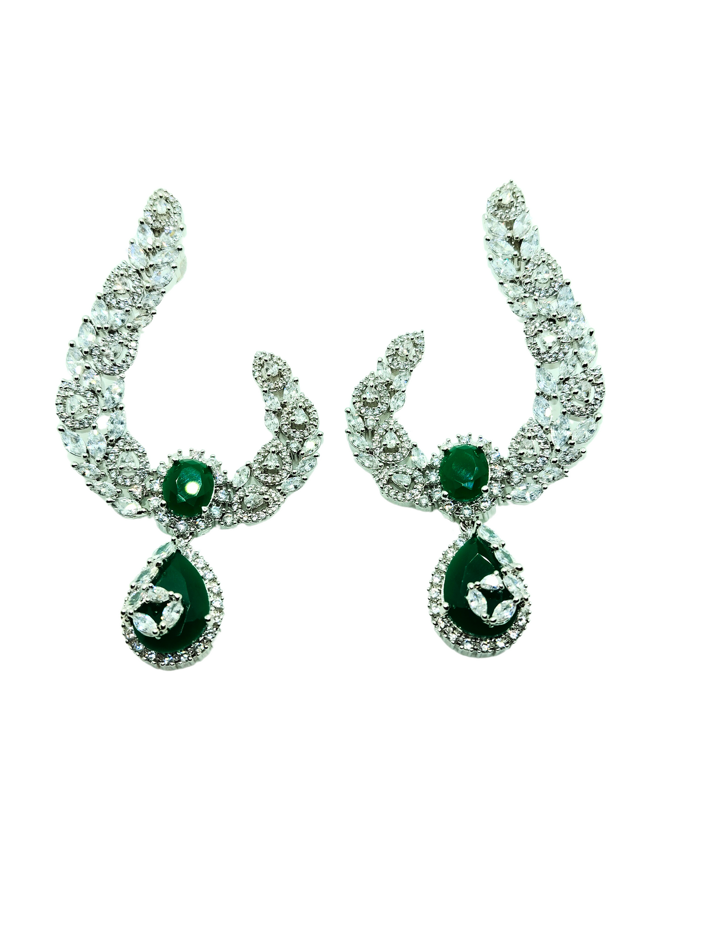 EMERALD MOHINI AD LOND EARRING