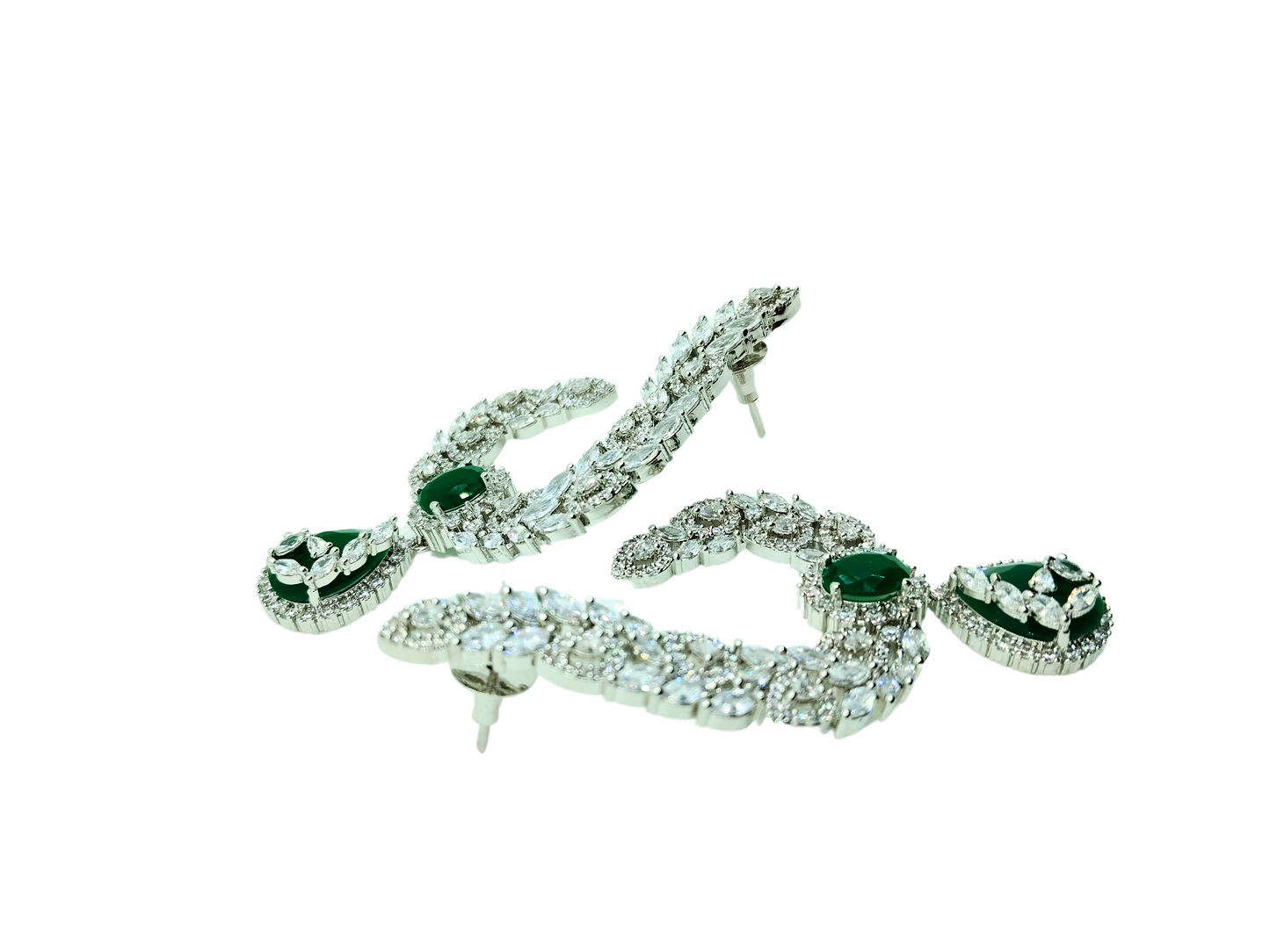 EMERALD MOHINI AD LOND EARRING