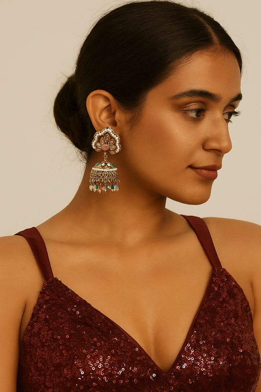 MULTICOLOR CHARVI AD PEARL JHUMKA - 60% OFF