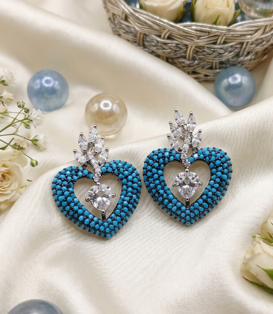 TURQUOISE HEART AD STUD - 55% OFF