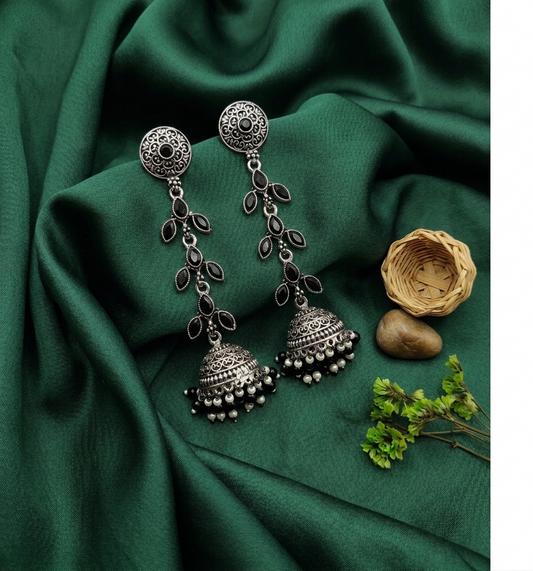 BLACK KRITI OXIDISED PEARL JHUMKA -55% OFF