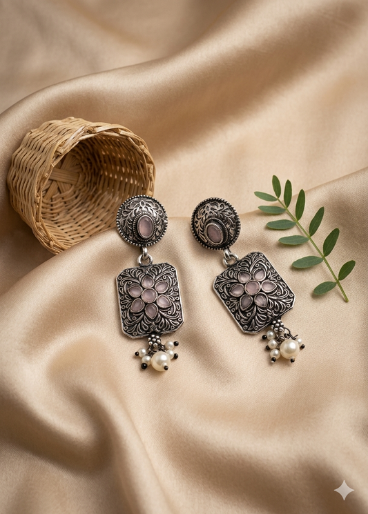 PEACH OLIVIA OXIDISED EARRING