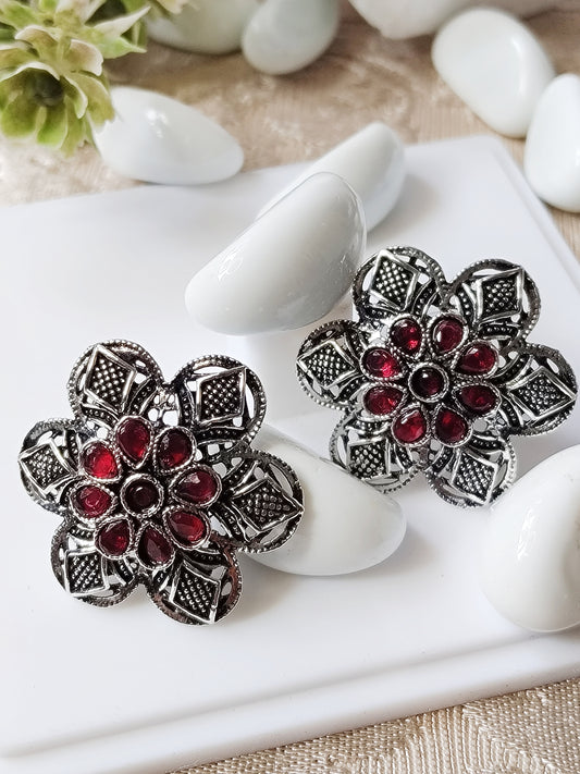 RUBY BABITA OXIDISED STUDS