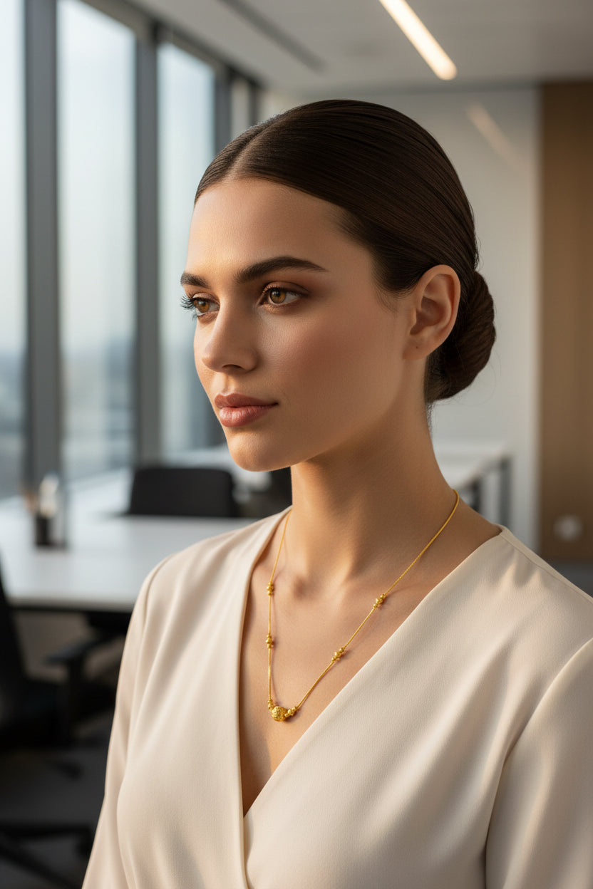 MYRA AD GOLD PLATED BALL CHAIN -18"