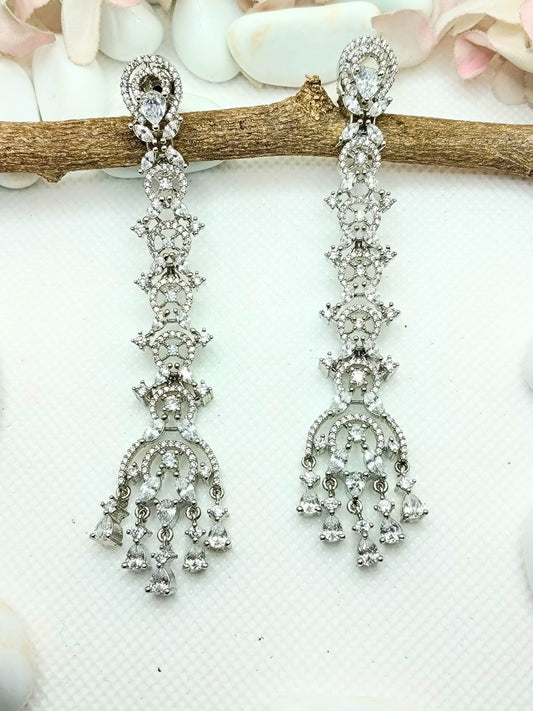 SILVER RIDHI LONG EARRING