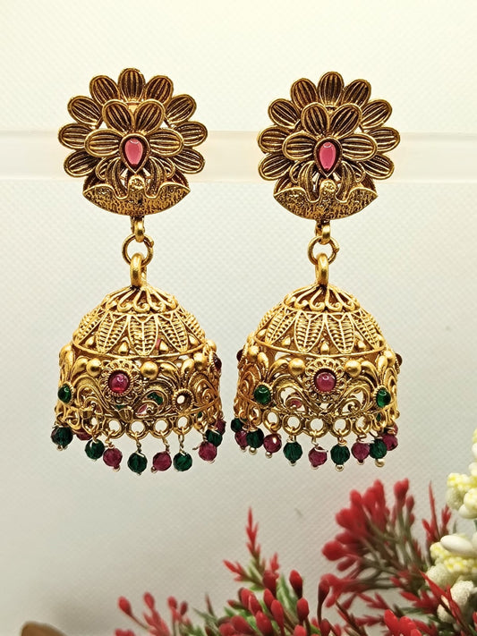 RED GREEN YUTIKA JHUMKA- 55% OFF