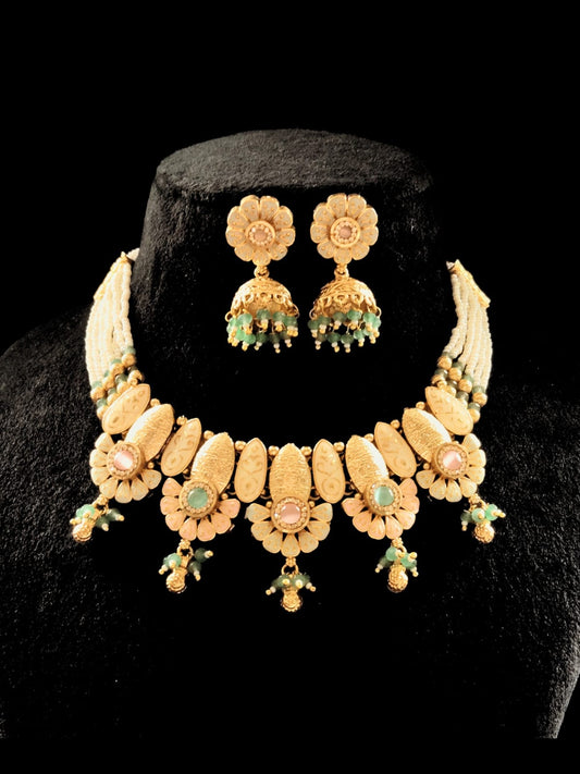 RAJWADI SAANVI PEARL CHOKER SET - 55% OFF