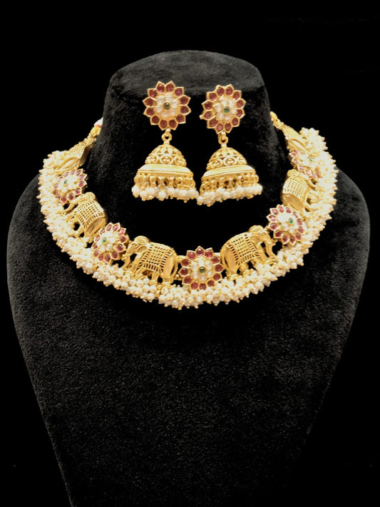 GOLD SAMRIDDHI PEARL CHOKER SET - 55% OFF