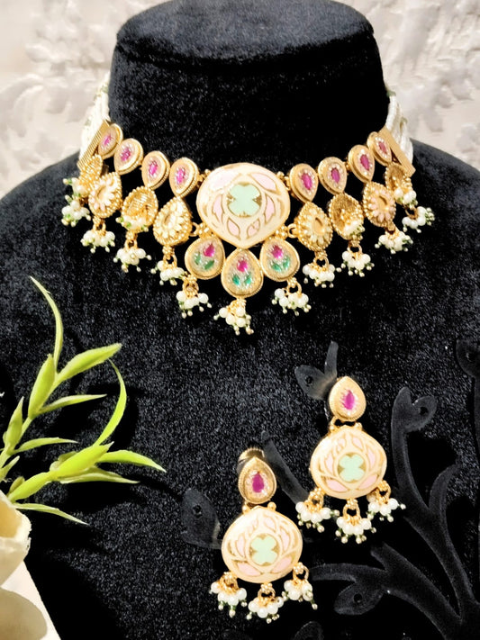RAJWADI GUNGUN CHOKER SET - 60% OFF