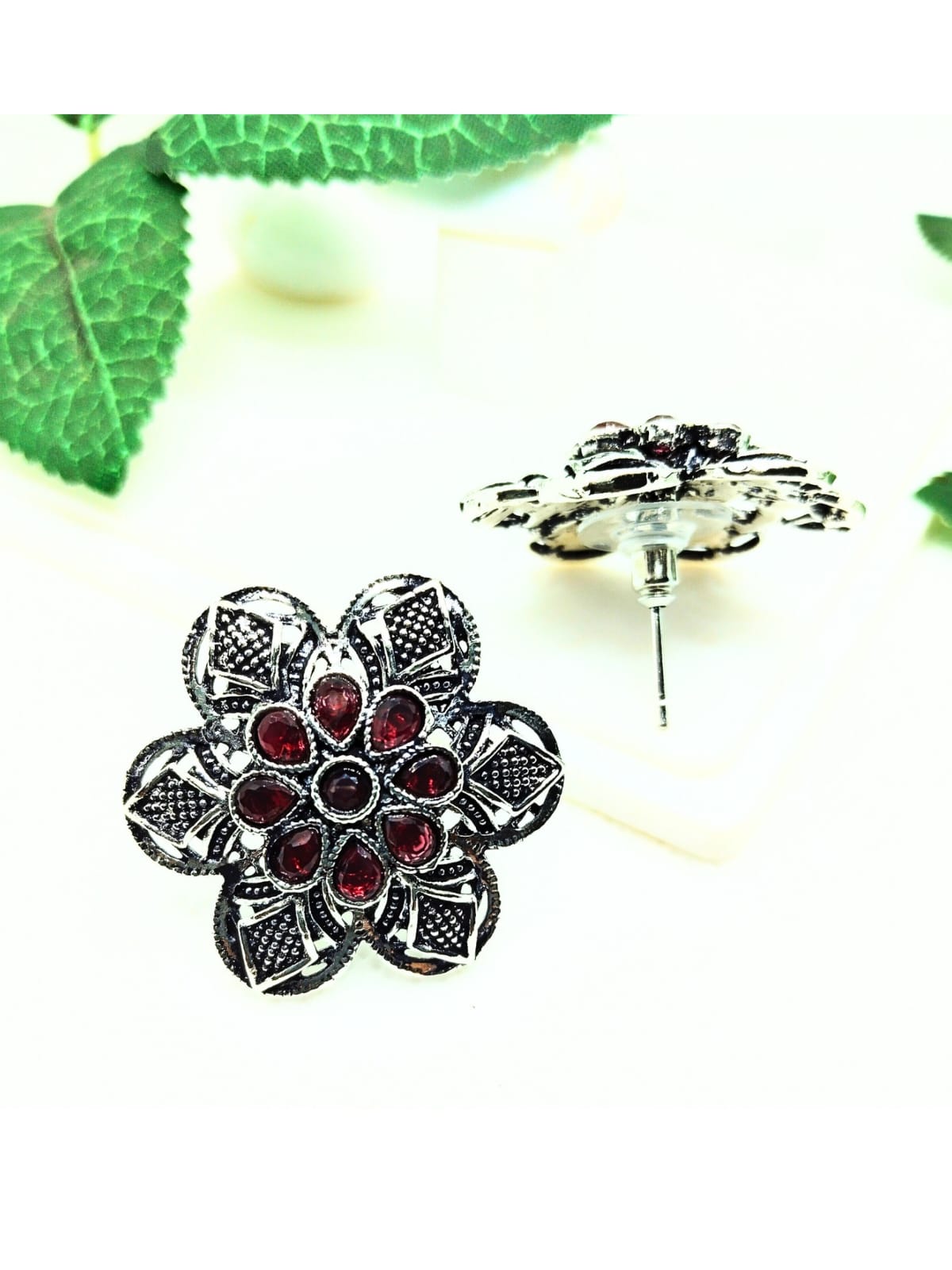 RUBY BABITA OXIDISED STUDS