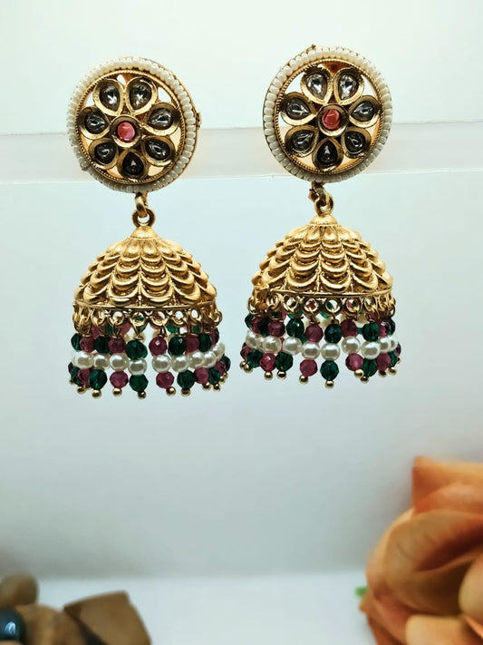 REG GREEN KALYANI RAJWADI JHUMKA
