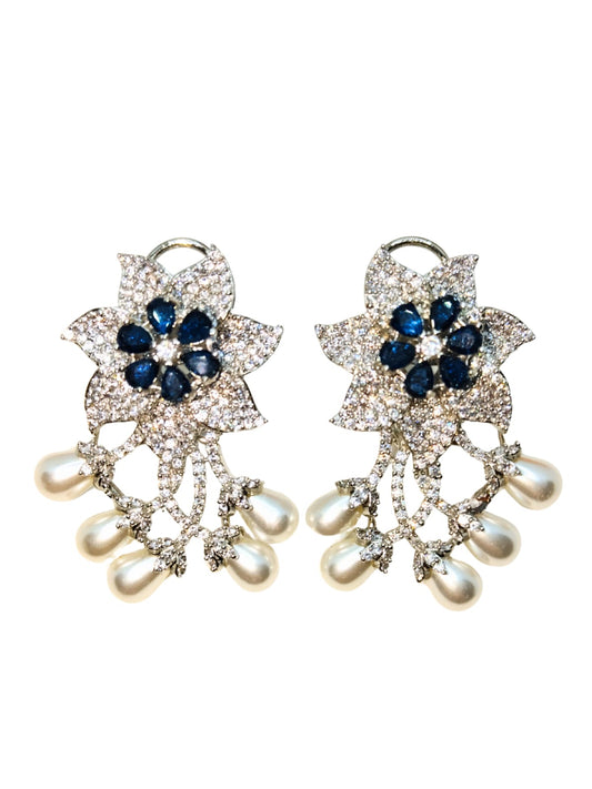 BLUE INDIRA PEARL AD EARRING