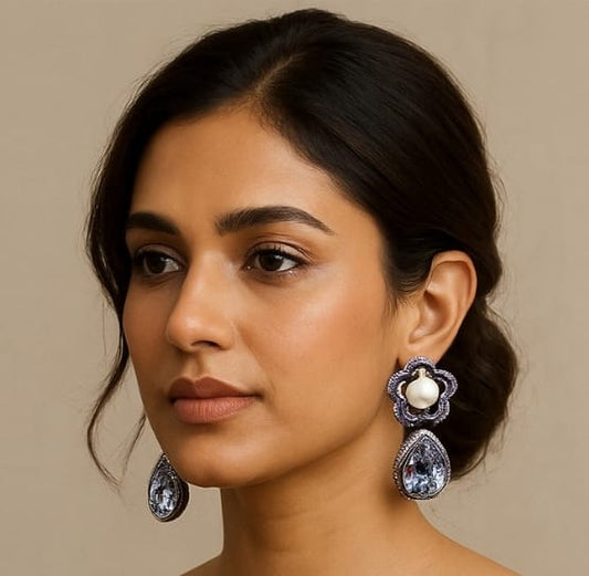 PEARL RAMBHA AD DANGLER EARRING - 60% OFF