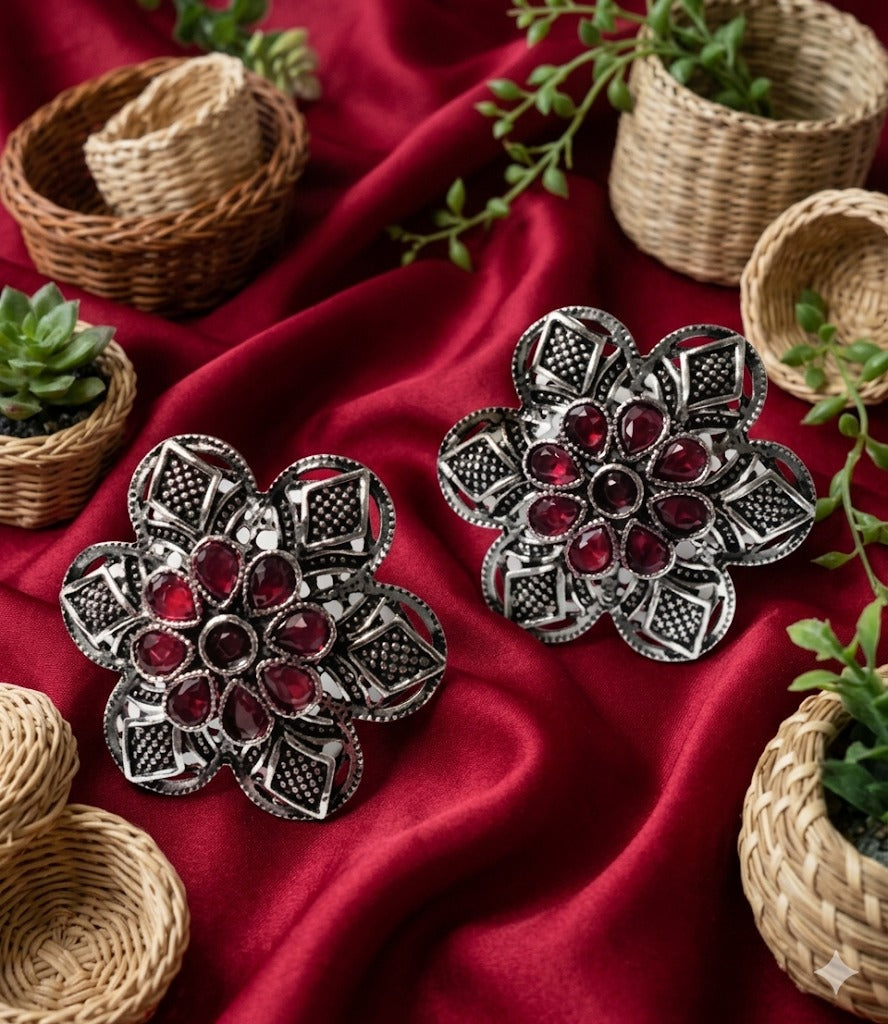 RUBY BABITA OXIDISED STUDS