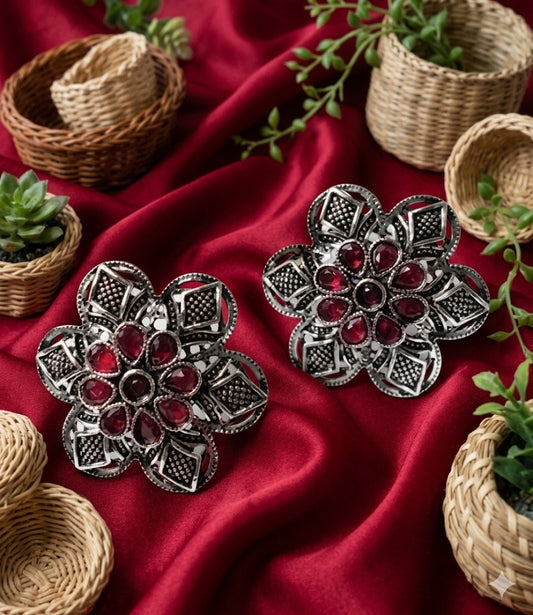 RUBY BABITA OXIDISED STUDS